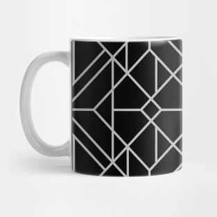 Silver Tone and Black Art Deco Geometric Triangular Tile Design Mug